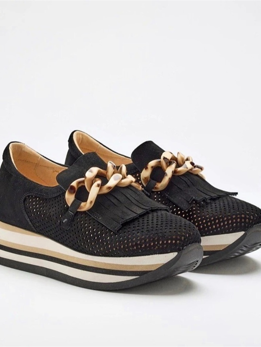 Softwaves Cadie Platform Sneakers Black & Cream Size US 7.5